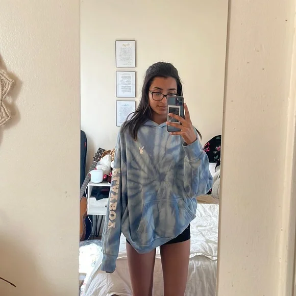 Blue Tie-Dye Playboy Hoodie